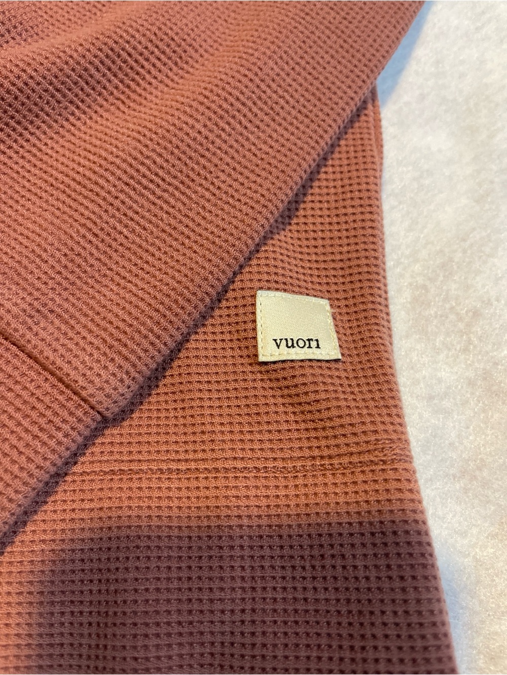 Vuori Rosewood Bayview Waffle Knit Snap Front Pullover Hoodie M - Picture 3 of 7